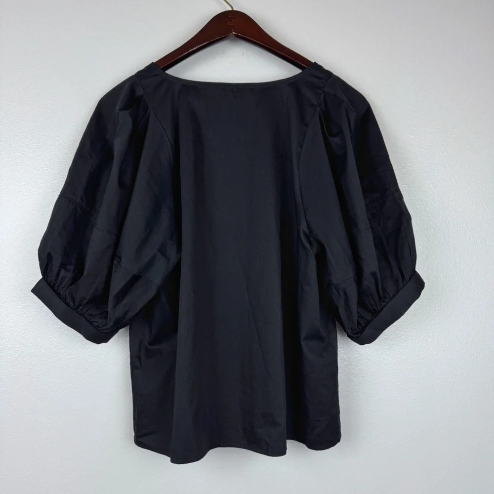 Madewell Relaxed Scoopneck Cotton Sateen Short-Sleeve Top Black Size S NWT - Picture 6 of 8